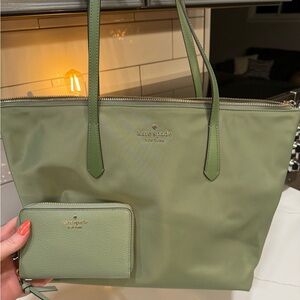 Kate Spade Olive Green Tote and Wallet